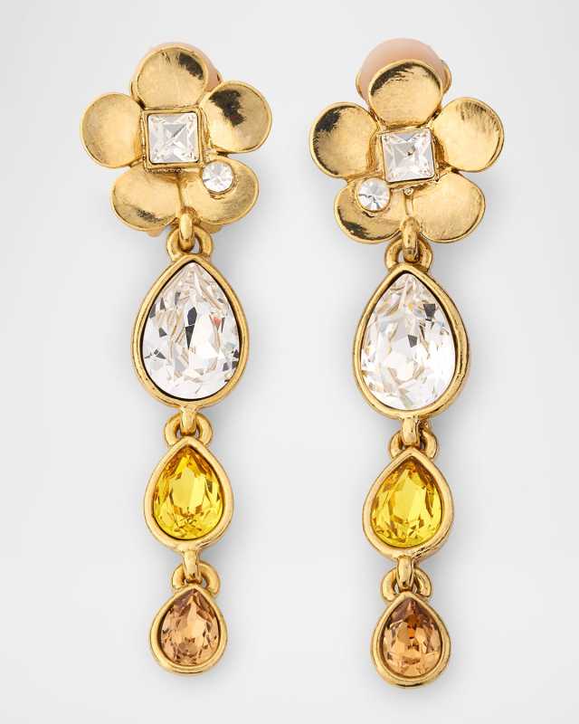 Flower Teardrop Clip-On Earrings